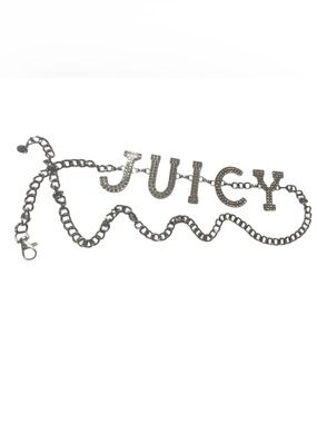 Y2K Juicy Couture Silver Crystal Letter Chain Belt .. M/L Adjustable